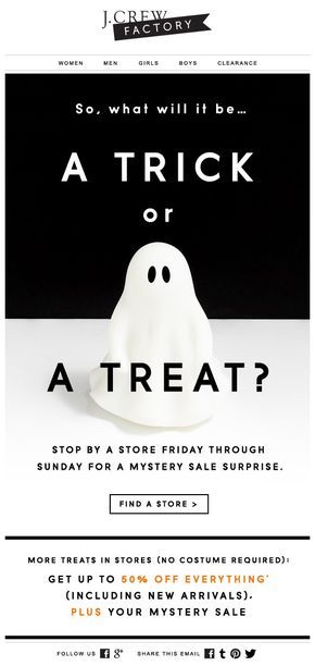 J.CREW : Halloween Event #email #design #copy                                                                                                                                                     More Edm Ideas, Graphic Design Magazine, Email Layout, Email Marketing Inspiration, Offer Design, Black Friday Design, Lay Photo, Email Marketing Design Inspiration, Mail Newsletter