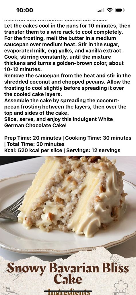 Bavarian Bliss Cake, Snowy Bavarian Bliss Cake Recipe, Snowy Bavarian Bliss Cake, Bavarian Cream Filling, Caramel Apple Dump Cake, High Altitude Baking, Bavarian Cream, Apple Dump Cakes, Dump Cake