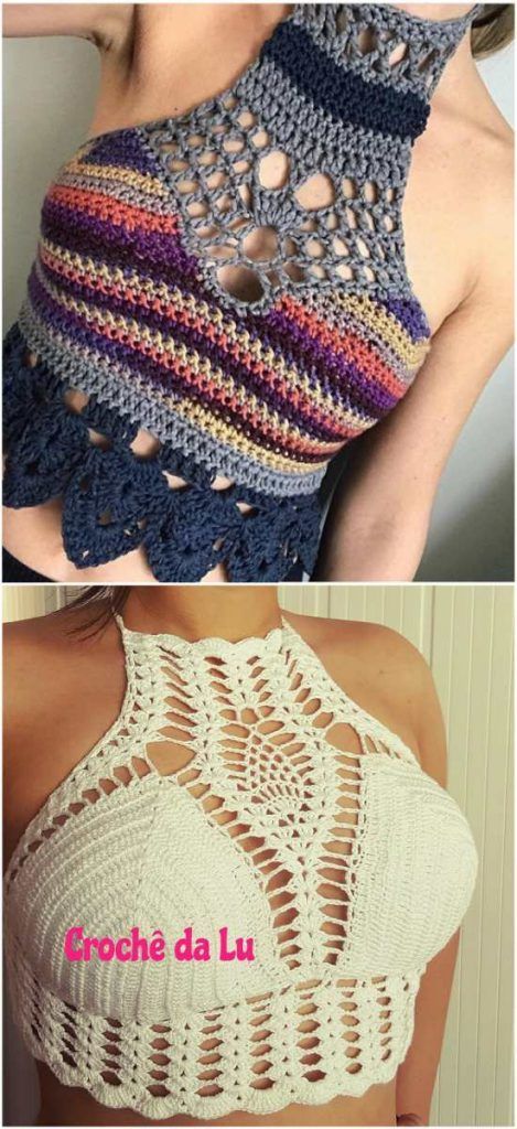 The Best Crochet Halter Tops - Crochet Patterns, Free Patterns | Your Crochet Crochet Halter Top Pattern, Crochet Patterns Free, Gilet Crochet, Crochet Bra, Crochet Crop Top Pattern, Mode Crochet, Crochet Tops Free Patterns, Crochet Summer Tops, Haken Baby