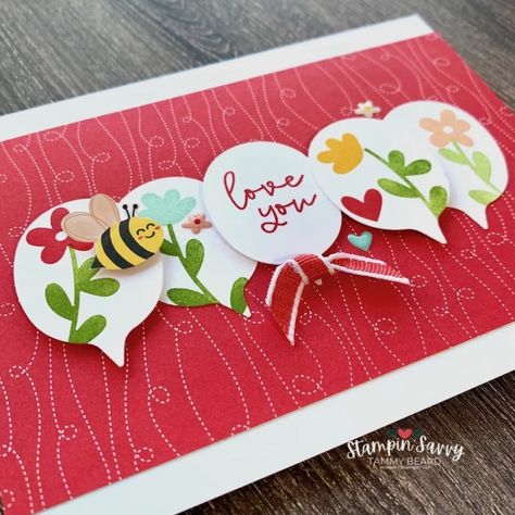 BEE MY VALENTINE Card - Sweet & Simple! Bee Valentines Cards, Bee My Valentine, Valentine Card Crafts, Bee Mine Valentine, Bee Valentine, Bee Cards, Bee Mine, Hello Cards, Card Tutorial