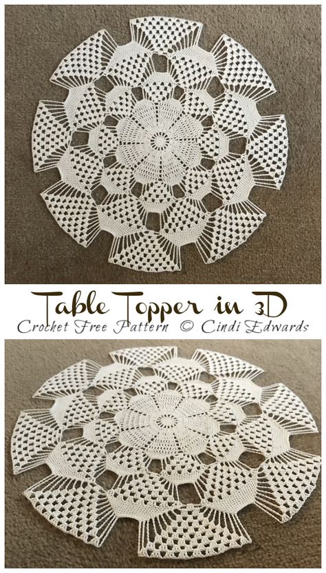 3D Doily Table Topper Crochet Free Pattern [Video] - Decorative #Doily; Free #Crochet; Patterns Crochet Lace Doily Patterns, Modern Crochet Doily, 3d Crochet Doily Patterns Free, 3d Doily Crochet Pattern, Lace Crochet Projects, Crochet Thread 10 Free Pattern, Free Doily Crochet Patterns In English, Crochet Thread Ideas, Crochet Doily Diagram Charts