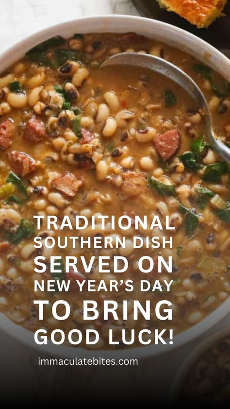 This Southern black-eyed pea recipe will indeed make you feel lucky once you taste it. What is your favorite Southern soul-food recipe, holiday food on New Year's day? And if you want more mouthwatering easy recipes, subscribe to my newsletter for the latest dinner recipes, ideas and more. 😉 Black Eyed Peas Recipe New Years, New Year's Eve Food Traditions, Southern Black Eyed Peas Recipe, Blackeyed Pea Recipes, Southern Black Eyed Peas, New Years Day Meal, Dinner Recipes Ideas, Black Eyed Peas Recipe, Lucky Food