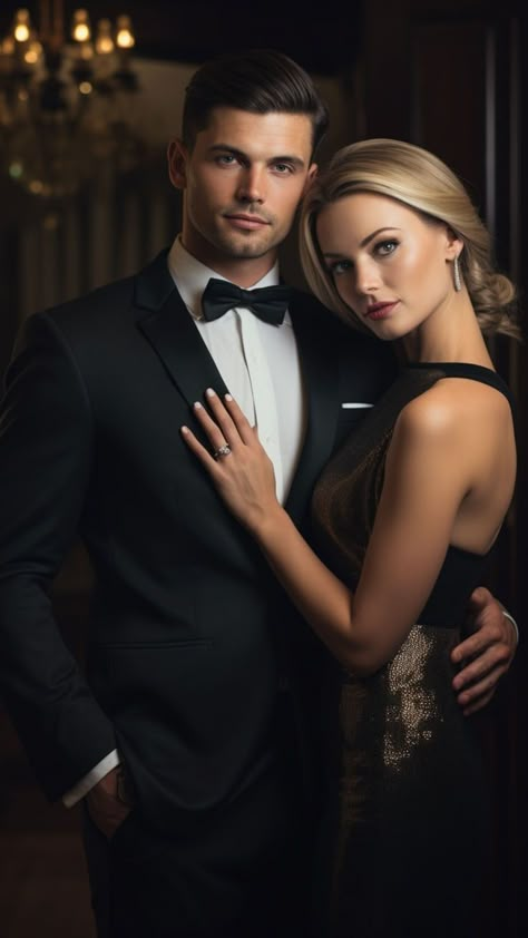 Black Tie Wedding Attire, Cocktail Length Dress, Black Tie Attire, Elegant Couple, Couple Dress, Black Tie Affair, Dress Appropriately, Black Tie Wedding, Photo Couple