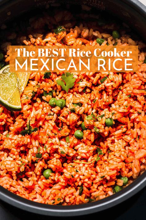 Mexican Rice In Rice Cooker, Fajita Sides, Rice Cooker Spanish Rice, Rice Cooker Mexican Rice, Easy Mexican Rice Recipe, Homemade Mexican Rice, Easy Mexican Rice, Spanish Rice Recipe Easy, Mexican Rice Recipe