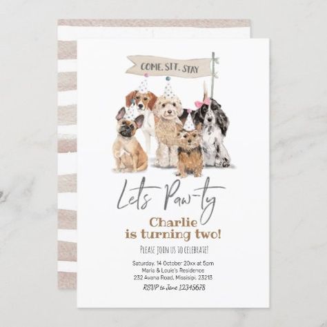 $2.95 | Dog Let's Pawty Birthday Invitation #let's pawty, dog birthday, gender neutral, puppy birthday, dog invitation, puppy invitation, summer birthday, lets pawty, come sit play, kid's birthday Lets Pawty, Puppy Invitations, Dog Birthday Invitations, Gender Neutral Invitations, Summer Birthday Invitations, Birthday Dog, Puppy Birthday, Dog Birthday Party, Sweet 16 Invitations