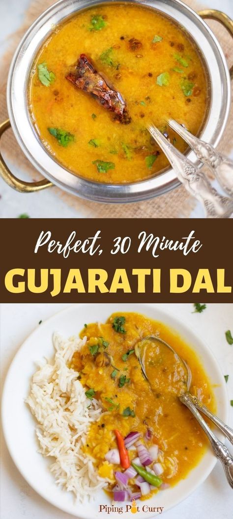 Dal Instant Pot, Indian Sambar Recipe, Yellow Lentil Soup, Gujarati Dal, Gujarati Cuisine, Vegetarian Instant Pot, Pigeon Peas, Meat Free Recipes, Stove Top Recipes