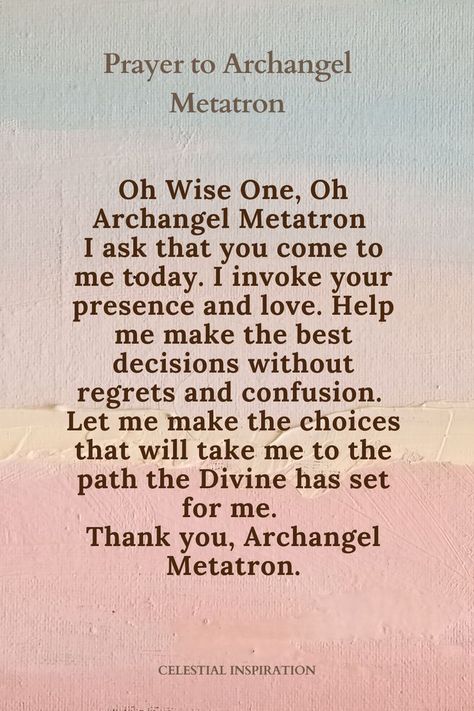 Angel Messages Spirit Guides, Archangel Raphael Prayer, Metatron Angel, Angel Meditation, Psychic Development Learning, Angel Therapy, Seven Archangels, Archangel Prayers, Archangel Metatron