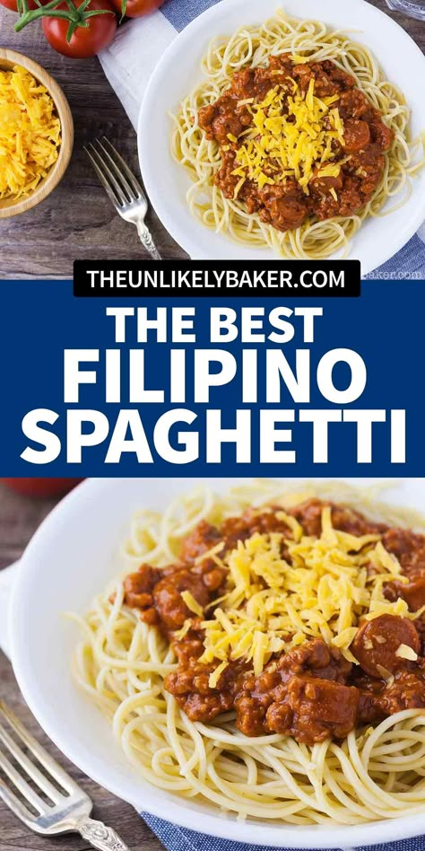 Spaghetti And Hotdogs, Jollibee Spaghetti Recipe, Jolly Spaghetti, Jollibee Spaghetti, Filipino Spaghetti Recipe Jollibee, Macaroni Spaghetti Filipino, Pinoy Spaghetti Recipe, Filipino Spaghetti Recipe, Spaghetti Sandwich