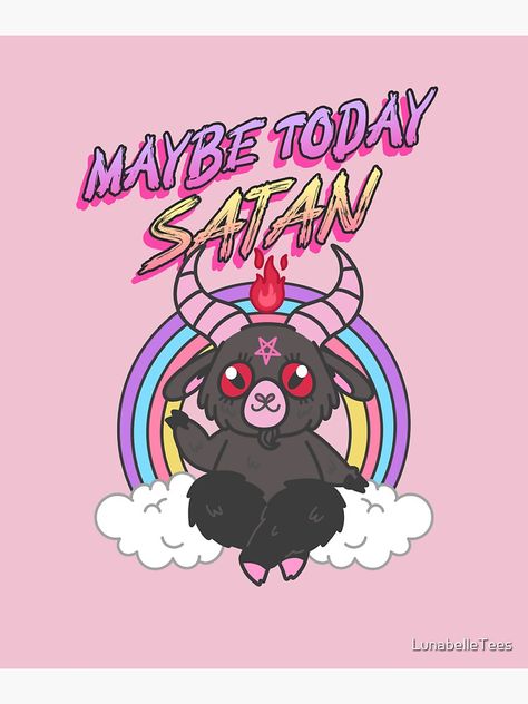 "Maybe Today Satan - Cute Baphomet" Sticker for Sale by LunabelleTees Cute Baphomet, Beautiful Drawings, Halloween, Drawings, For Sale, Quick Saves