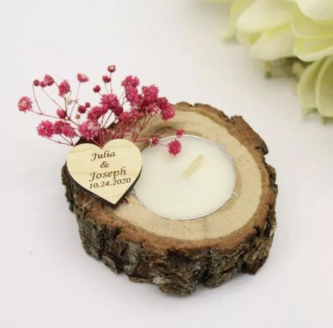 Tea Light Holder Wedding, Personalised Wedding Candles, Bridal Shower Presents, Engagement Party Favors, Natural Dried Flowers, Engagement Favors, Bridesmaid Favors, Rustic Gifts, Candle Wedding Favors