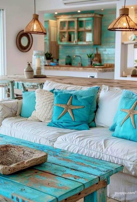 Sea Interior Design, Modern Coastal Living Room, Coastal Decorating Living Room, Beach House Living Room, Style Salon, Beachy Room, Beach House Interior Design, Beach Room, Coastal Living Rooms