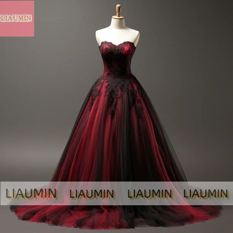 Black To Red Ombre, Ombre Prom Dresses, Strapless Evening Dress, Red Homecoming Dresses, Prom Formal, Black Tulle, Wedding Formal, Prom Wedding, Red Prom Dress