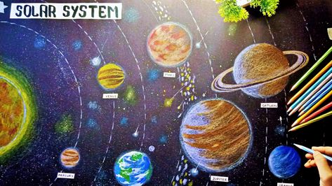 Solar System Drawing in Black Chart Paper || How to Draw Solar System Step by Step Easily Solar System Drawing Art, Solar System Drawing, Planets Drawing, Chart Paper, Drawings For Kids, Art Drawings For Kids, Realistic Art, Realistic Drawings, The Cosmos