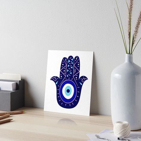 Get my art printed on awesome products. Support me at Redbubble #RBandME: https://www.redbubble.com/i/art-board-print/Hamsa-Hand-Eye-of-Protection-by-MysticOzzy/150468517.NVL2T?asc=u Eye Of Protection, Screen Painting, Ancient Origins, Canvas Easy, Hand Of Fatima, Hamsa Hand, Tag Art, Watercolor Paper, Art Boards