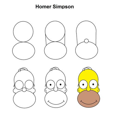 Homer Simpson step-by-step tutorial. How To Draw Homer Simpson, How To Draw Simpsons, The Simpsons Drawings Easy, Easy Disney Drawings Step By Step, Homer Simpson Drawing, Disney Drawing Tutorial, Easy Disney Drawings, Simpsons Drawings, Arte Doodle