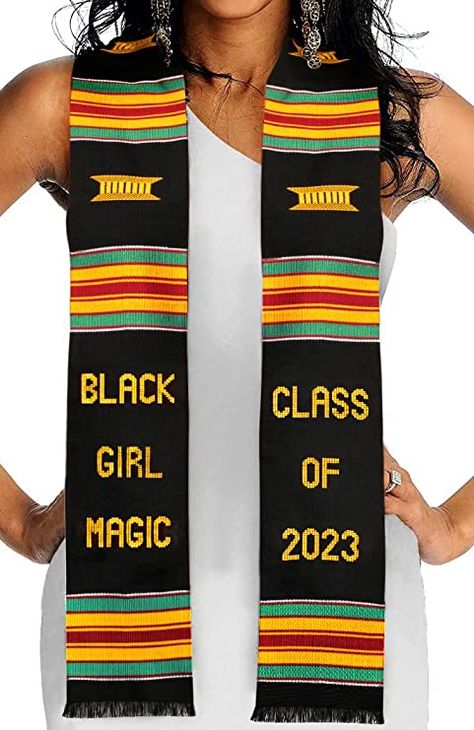 Graduation Sash, Graduation Stole, Kente Cloth, Class Of 2023, Class Of 2024, Matter, Black