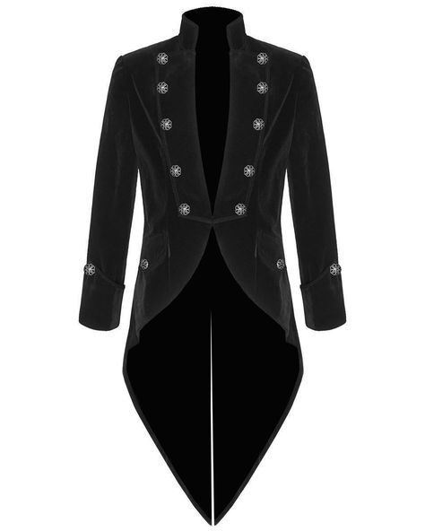 Tail coat Jacket Black Velvet Goth Steampunk Victorian, Gothic Clothing, Velvet Jackets, Best Jackets for Men Steampunk Tailcoat, Mens Steampunk, Tail Coat, Black Velvet, Velvet, Red, Black