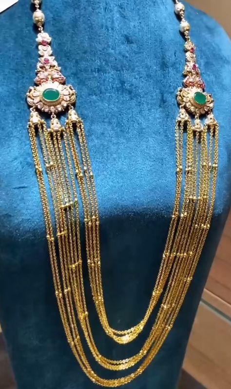 Chandraharam Latest Designs, Chandra Haram Designs Gold, Chandraharam Designs, Chandra Haram, Long Gold Necklace, Gold Haram, Long Haram, Antique Gold Earrings, Gold Jewelry Outfits