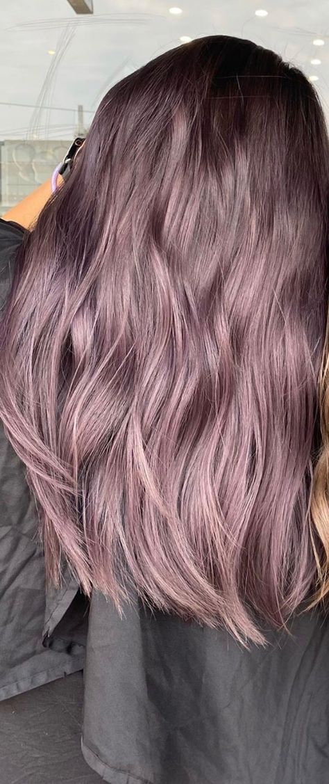 Mushroom Mulberry Hair Color, Colorwheel Hair, Dark Mauve Hair, Mulberry Hair Color, Chocolate Mauve Hair, Aesthetic Surgeon, Mauve Hair, Pink Highlights, Winter Hair