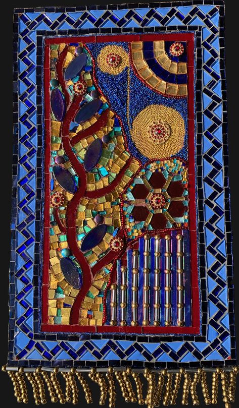 This is a Rajasthani Mosaic Tapestry created in a Smithsonian class taught by Bonnie Fitzgerald (Spring 2019) Mosaic Tapestry, Mosaic, Tapestry, Quick Saves