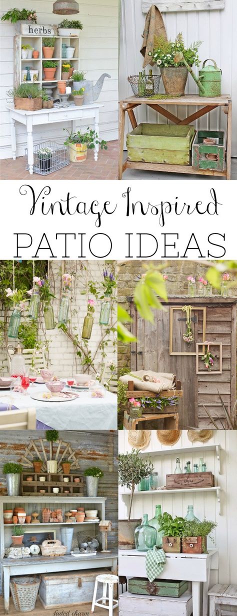 The Best Vintage Inspired Patio Ideas - Beauty For Ashes Vintage Patio, Pergola Garden, Vintage Garden Decor, Diy Outdoor Decor, Outdoor Patio Decor, Rustic Garden Decor, Décor Diy, Diy Vintage, Rustic Gardens