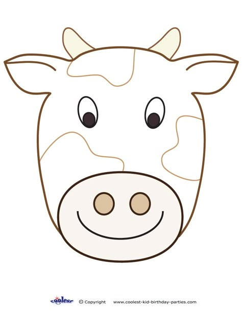 You can use this design in many creative ways. For example, you can print it on colored paper or print on white paper and let your kids color it in, a... Animal Mask Templates, Printable Cow, Cow Mask, Cow Appreciation Day, Cow Craft, Cow Coloring Pages, Farm Animal Crafts, Animal Cutouts, Animal Face Mask