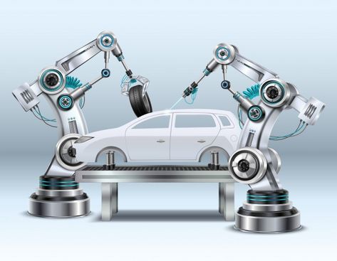 Robotic arms in car assembly line manufa... | Free Vector #Freepik #freevector #car #technology #line #construction Robotic Arms, Industrial Robots, Robotic Arm, Conveyor System, Automobile Engineering, Automotive Engineering, Assembly Line, General Electric, Auto Service