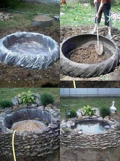 Recycle, Reuse and Repurpose! | Recycle old tyres into small fish tank water 🌊 | Facebook Old Tire Projects, Recycled Tyres Garden, Homemade Outdoor Furniture, Compost Bin Pallet, Old Tyres, Recycled Tyres, Tire Projects, Diy Ponds Backyard, Backyard Landscape Design