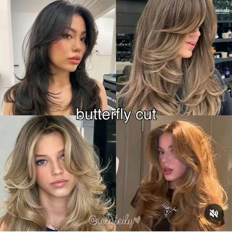 Gorgeous Butterfly Haircut Ideas for a Fresh Look Straightened Butterfly Haircut, Hair Cut For Girls Butterfly, Butterfly Cut Girl, Butterfly Haircut Inspo Pic, Butterfly Layers Hair Medium Straight, Butterfly Haircut With Curly Hair, Butterfly Haircut Without Styling, Butterfly Haircut Medium Length Hair, Deep V Haircut