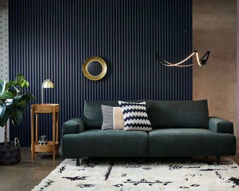 Black Ceiling Lighting, Green Sofa, Black Ceiling, Free Fabric Swatches, Fabric Armchairs, Cleaning Upholstery, Home Trends, City Living, 2 Seater Sofa