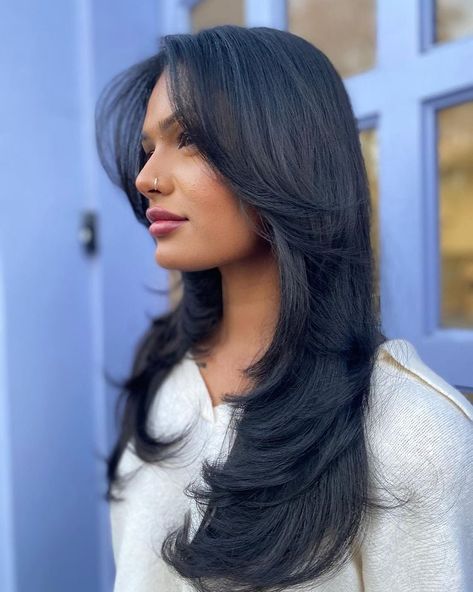 33 Best Side Bangs Hairstyles Trending in 2024 - Zohna Long Haircuts Side Bangs, Middle Part With Long Bangs, Layered Hair With Side Part, Long Curtain Bangs Side Part, Side Bangs Middle Part, Side Bangs Layered Hair, Long Bangs Side Part, Butterfly Bangs Hair, Side Part Curtain Bangs