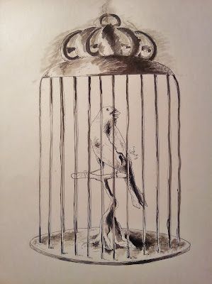 Bird In A Birdcage, Bird Cage Sketch, Bird Cage Drawing Sketches, Cage Sketch, Bird In Cage Drawing, Bird In A Cage Drawing, Caged Bird Art, Bird Cage Drawing, Cage Drawing