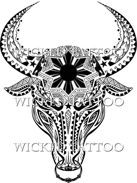 Filipino Tattoos water buffalo Red Lotus Tattoo, New Age Tattoo, Traditional Filipino Tattoo, Philippines Tattoo, Filipino Tattoo, Buffalo Tattoo, Samoan Tattoos, Tatuagem Masculina Pequena, Filipino Tattoos