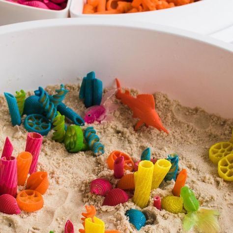 Inspire My Play ® on Instagram: "My littlest had the best time with this activity! It sat out for days and they kept returning to rebuild their coral reef. I was totally inspired to do this by the gorgeous coral reef made by @learnwithlily and the beautiful ones I’ve seen on @livethescottcottage. . Colouring dried pasta with paint is such an easy thing to do and the pasta can be reused over and over again for various activities. We used regular tempera paint but you can also use acrylic. . The Pasta Coral Reef, Coral Reef Activities For Kids, Coral Reef Painting Acrylics, Coral Craft, Coral Reef Craft, Coloured Pasta, Crafts Toddlers, Habitat Activities, Coral Reef Art