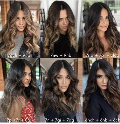 Dark Hair Balyage, Dark Brunette Balayage Hair, Dark Brunette Balayage, Hair Dye Techniques, Brown Hair Color Chart, Highlights For Dark Brown Hair, Undercut Long Hair, Redken Hair Color, Brown Hair Shades