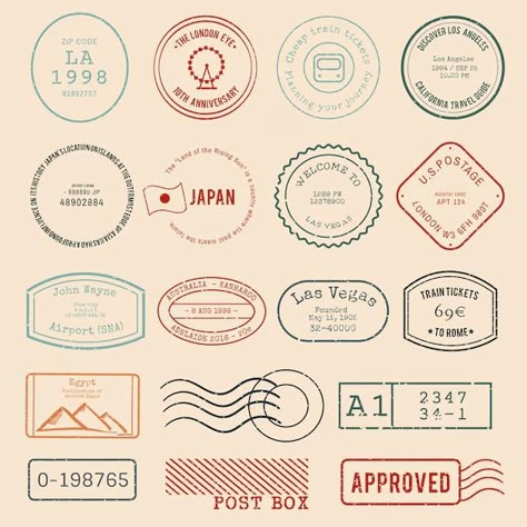 Passport stamp Vectors & Illustrations for Free Download | Freepik Logo Voyage, Badges Ideas, طابع بريدي, Etiquette Vintage, Travel Stamp, Coffee Shop Logo, Stamp Logo, Passport Stamps, Motivation Poster