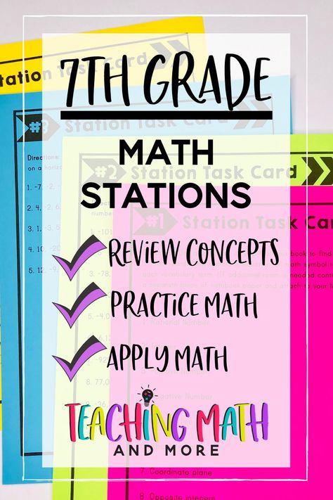 Are you ready for the Math Stations that WORK? Try these math activities for 7th grade middle school math students! Middle School Math stations to engage all students. 7th grade math benchmark skills included. #middleschoolmathcenter #mathcentergames #mathcenteractivities #organizingmathcenters #guidedmathstations #mathstationideas Math Stations Middle School, Math Expressions, 6th Grade Math, Middle School Math Teacher, Math 8, Sixth Grade Math, Math Centers Middle School, Fall Math, Upper Elementary Math