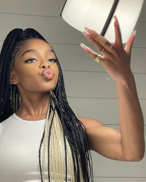 Marsai Martin Braids, 2022 Grammys, Peekaboo Braids, Marsai Martin, Cute Box Braids Hairstyles, Quick Braided Hairstyles, Protective Hairstyles Braids, Braids With Curls, Girls Hairstyles Braids