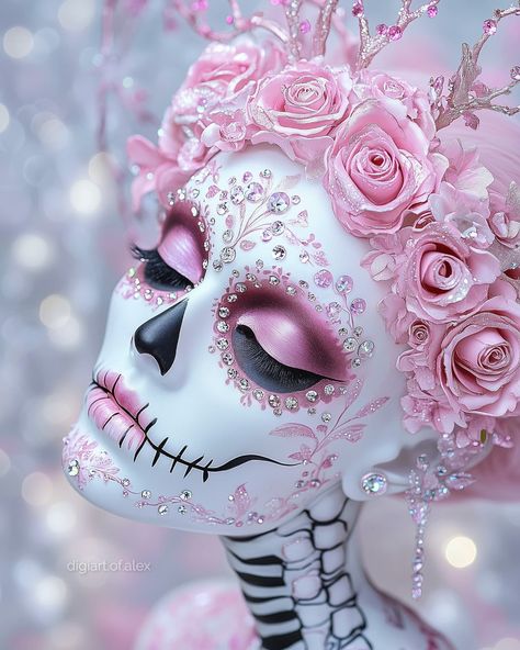 Pink Skull Makeup, Dead Makeup, Mexican Culture Art, Pink Skull, Skull Makeup, Celebrate Life, Mexican Culture, Future Fashion, Dia De Muertos