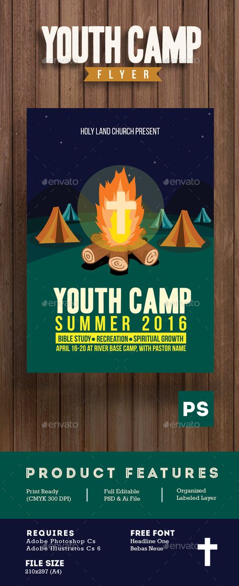 Youth Camp Church Flyer Template                                                                                                                                                                                 More Camp Flyer, Christian Youth, Church Branding, Youth Camp, Church Graphics, Church Camp, Church Poster Design, Church Poster, Church Graphic Design