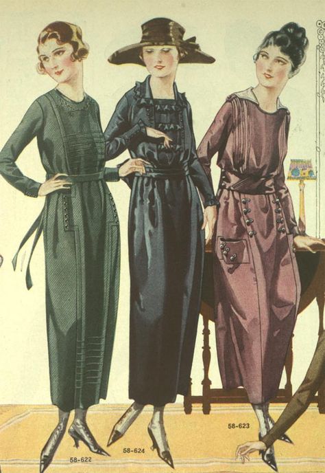 Women's Dresses from a 1920 catalog #vintage #1920s #fashion 1916 Fashion, 1915 Fashion, 1920 Style, 1920s Fashion Women, Fashion 1910, Style Parisienne, 1910s Fashion, 1920 Fashion, Fashion Drawings