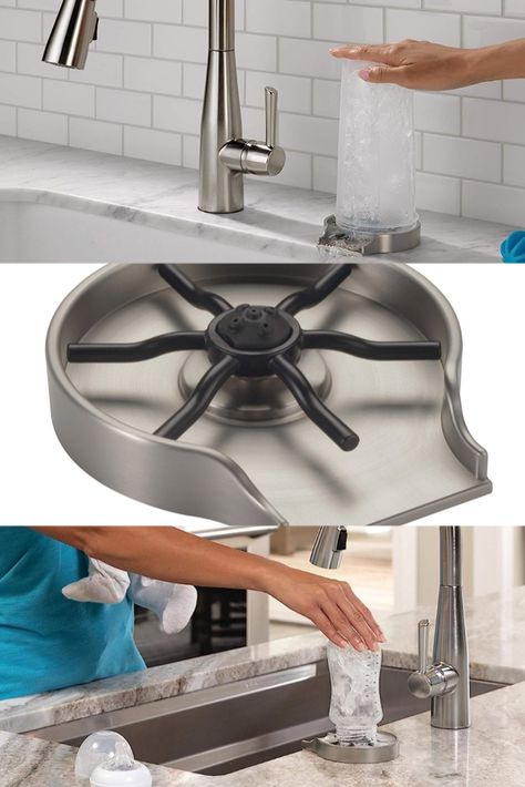 Delta Faucet Glass Rinser for Kitchen Sinks. SpotShield Stainless finish. Bar glass rinser for spotless glassware. Convenient and efficient kitchen sink accessory Glass Rinser, Sinks Kitchen, Kitchen Sink Accessories, Home Addition, Delta Faucets, Water Spots, Kitchen Sinks, Sink Accessories, Kitchen Sink