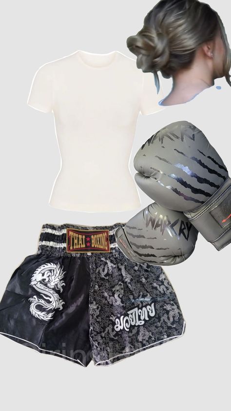 I don't know boxing fit Womens Boxing Shorts, Girl Boxing Outfit, Boxing Girl Outfit, Boxing Outfits, Kickboxing Outfit, Boxing Outfit, Boxing Aesthetic, Kickboxing Women, Boxing Clothes