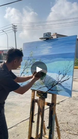 Tree Branches Painting, Tree Branch Painting, Yard Art Crafts, Acrylic Art Projects, Lake Art, By The Lake, Painting Videos, 1k Views