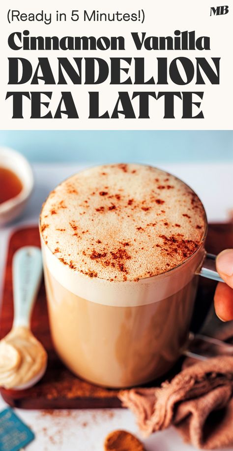 Dandelion Tea Recipe, Roasted Dandelion Root Tea, Dandelion Coffee, Roasted Dandelion Root, Dandelion Root Tea, Tea Latte Recipe, Dandelion Tea, Cinnamon Tea, Minimalist Baker