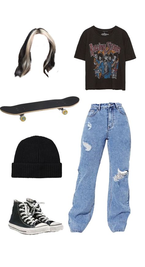 Chill Skater Outfits, Cool Skater Outfits, Skateboarding Outfits Girl Style, Skatergirl Hairstyle, Skatergirl Aesthetic Outfits, Skateboard Outfit Girl Style, Skater Core Outfits, Skater Mom Outfits, Skater Summer Outfits