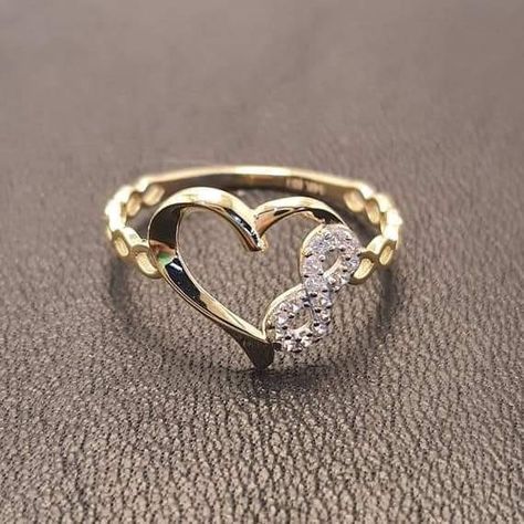 Infinity Ring Design For Women, Infinity Gold Ring, Infinity Ring Design, Heart Infinity Ring, Gold Infinity Ring, Hand Jewelry Rings, Infinity Rings, Couple Ring Design, Double Heart Ring