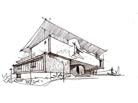 Casa do Arquiteto / Jirau Arquitetura Croquis Architecture, Architecture Sketching, Architectural Sketching, Arch Sketch, Sketch Architecture, Perspective Sketch, Building Sketch, Architecture Sketches, Drawing Architecture