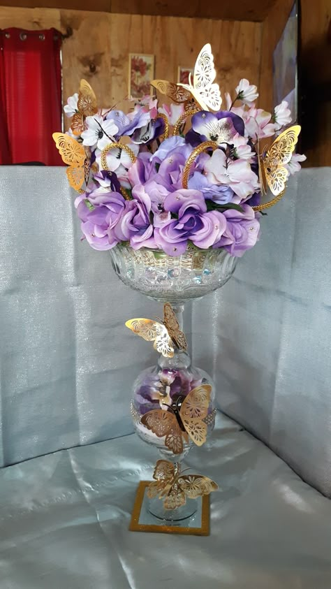 Butterfly Theme Quinceanera, Butterfly Quinceanera Theme, Purple Quinceanera Theme, Butterfly Sweet 16, Quince Centerpieces, Centerpieces Quinceanera, Lavender Quinceanera, Centerpiece For Wedding, Quince Decor