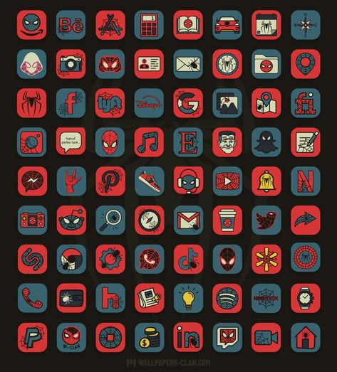 🕷️📱 Spider-Man App Icons Pack iOS, Android - 80+ Free App Icons Cool Widgets, Spiderman App, Free App Icons, Spiderman Theme, Phone Icons, Spiderman Pictures, Phone Layout, Phone Inspiration, Ios App Icon Design